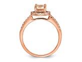 14K Rose Gold Morganite Diamond Halo Engagement Ring