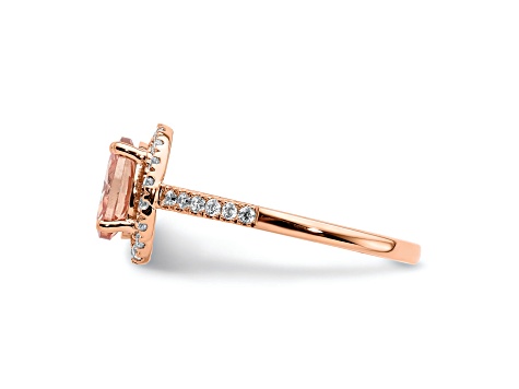 14K Rose Gold Morganite Diamond Halo Engagement Ring