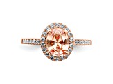 14K Rose Gold Morganite Diamond Halo Engagement Ring