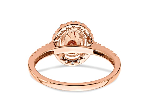 14K Rose Gold Morganite Diamond Halo Engagement Ring