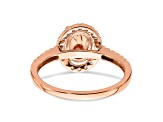 14K Rose Gold Morganite Diamond Halo Engagement Ring