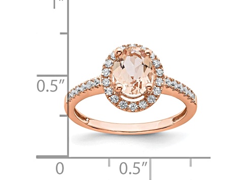 14K Rose Gold Morganite Diamond Halo Engagement Ring