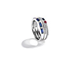 Star Wars™ Fine Jewelry R2 Series Sapphire, Diamond & Garnet Rhodium Over Silver 3 Ring Set 0.70ctw