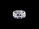 Star Wars™ Fine Jewelry R2 Series Sapphire, Diamond & Garnet Rhodium Over Silver 3 Ring Set 0.70ctw