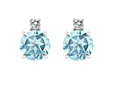 5mm Round Aquamarine with Diamond Accents 14k White Gold Stud Earrings