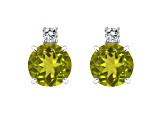 5mm Round Peridot with Diamond Accents 14k White Gold Stud Earrings