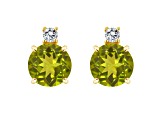 5mm Round Peridot with Diamond Accents 14k Yellow Gold Stud Earrings