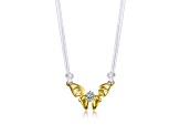 Clear Cubic Zirconia, 14k Gold Plated over Butterfly Moth Pendant Necklace