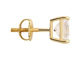 White Cubic Zirconia 14k Yellow Gold Studs With Velvet Gift Box 3.00ctw