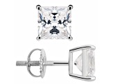 White Cubic Zirconia 14k White Gold Studs With Velvet Gift Box 3.00ctw