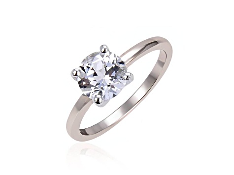 Rhodium Over Sterling Silver White Topaz Solitaire Ring 2.50ct