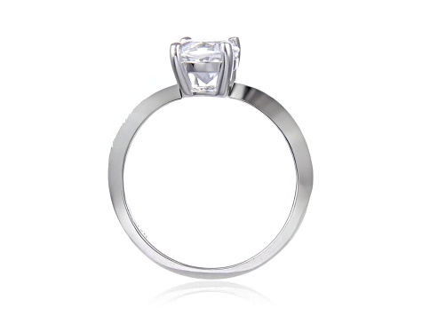 Rhodium Over Sterling Silver White Topaz Solitaire Ring 2.50ct