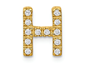 10k Yellow Gold 0.12 cttw Diamond Letter H Initial Charm
