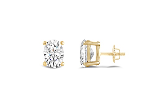 White Cubic Zirconia 14k Yellow Gold Studs With Velvet Gift Box 2.00ctw