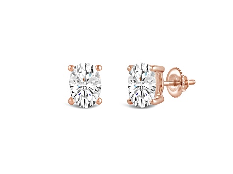 White Cubic Zirconia 14k Rose Gold Studs With Velvet Gift Box 2.00ctw