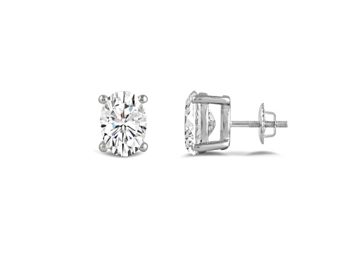 White Cubic Zirconia 14k White Gold Studs With Velvet Gift Box 2.00ctw