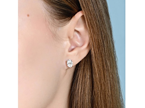 White Cubic Zirconia 14k White Gold Studs With Velvet Gift Box 2.00ctw