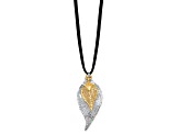 Sterling Silver and 24k Yellow Gold Dipped Double Evergreen Leaf Necklace