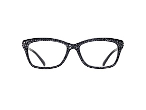 Black Crystal Rectangular Frame Reading Glasses. Strength 3.00