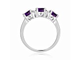 Amethyst and Moissanite Sterling Silver 3-Stone Ring