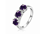 Amethyst and Moissanite Sterling Silver 3-Stone Ring