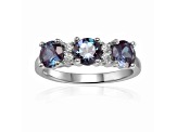 Lab Created Alexandrite and Moissanite Sterling Silver 3-Stone Ring