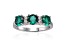 Lab Created Emerald and Moissanite Sterling Silver 3-Stone Ring