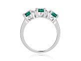 Lab Created Emerald and Moissanite Sterling Silver 3-Stone Ring
