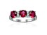 Lab Created Ruby and Moissanite Sterling Silver 3-Stone Ring