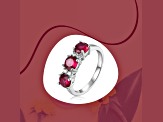Lab Created Ruby and Moissanite Sterling Silver 3-Stone Ring