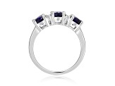 Lab Created Sapphire and Moissanite Sterling Silver 3-Stone Ring