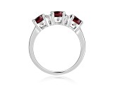 Garnet and Moissanite Sterling Silver 3-Stone Ring