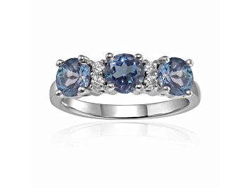 Picture of London Blue Topaz and Moissanite Sterling Silver 3-Stone Ring