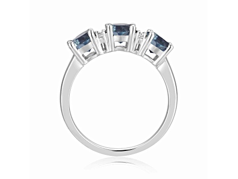 London Blue Topaz and Moissanite Sterling Silver 3-Stone Ring