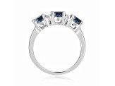 London Blue Topaz and Moissanite Sterling Silver 3-Stone Ring