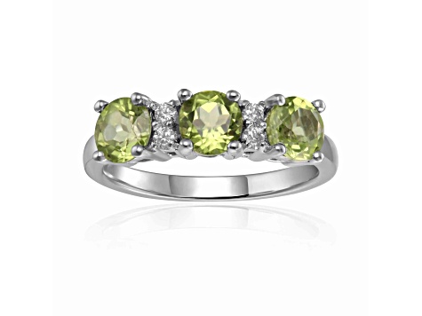 Peridot and Moissanite Sterling Silver 3-Stone Ring