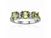 Peridot and Moissanite Sterling Silver 3-Stone Ring