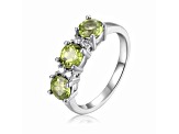 Peridot and Moissanite Sterling Silver 3-Stone Ring