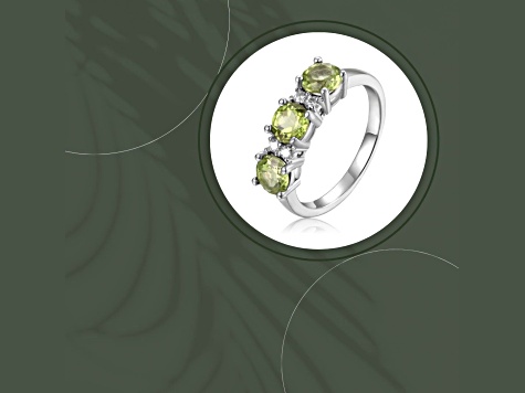 Peridot and Moissanite Sterling Silver 3-Stone Ring