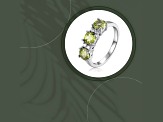 Peridot and Moissanite Sterling Silver 3-Stone Ring