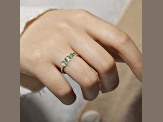 Peridot and Moissanite Sterling Silver 3-Stone Ring