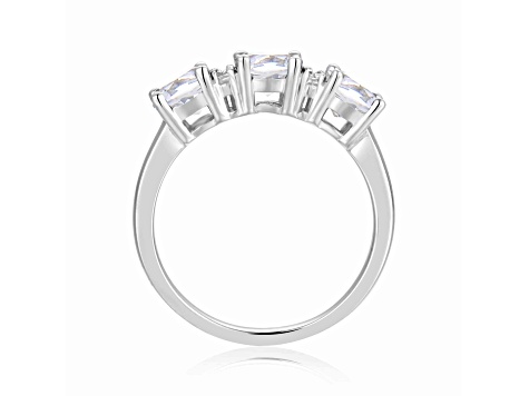 White Topaz and Moissanite Sterling Silver 3-Stone Ring