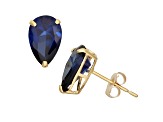 Pear Lab Created Sapphire 10K Yellow Gold Earrings 2.80ctw