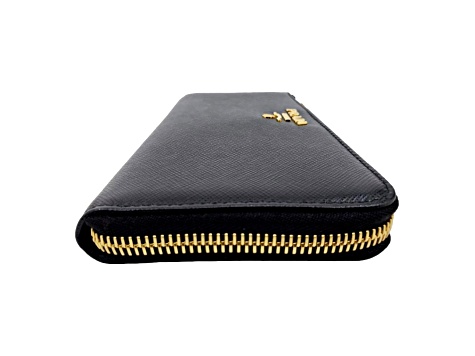 Prada Saffiano Long Continental Zip Wallet Black Leather