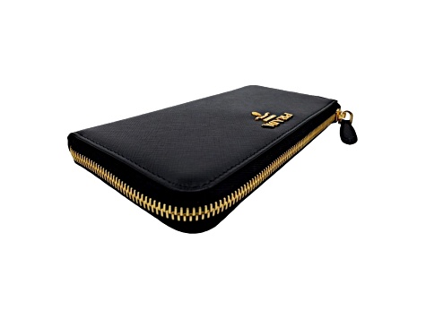 Prada Saffiano Long Continental Zip Wallet Black Leather