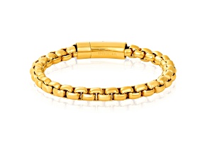 Invicta Jewelry Men's Box Chain Yellow Steel Bracelet (8mm) - 9"