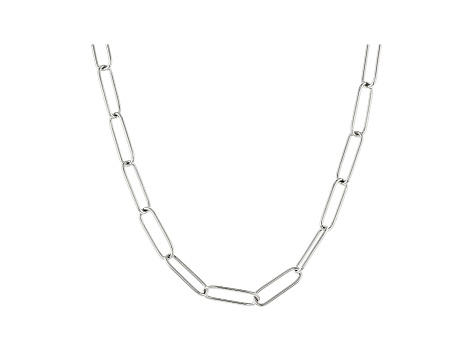 Judith Ripka Rhodium Over Sterling Silver Very Thin Paperclip Chain Necklace
