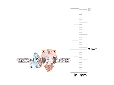 2ctw Morganite, Aquamarine And White Topaz 10k Rose Gold Ring