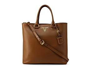 Prada Vitello Phenix Cognac Brown Shopping Tote Bag