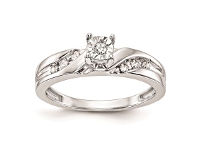 Rhodium Over 14K White Gold Diamond Trio Engagement Ring 0.13ctw